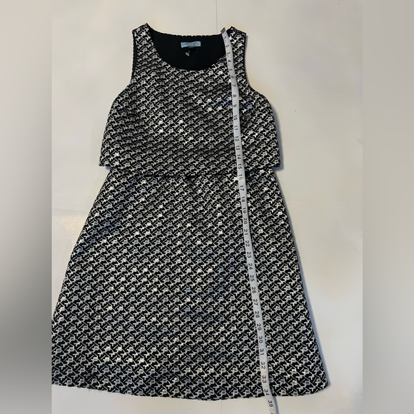 Cynthia Rowley Metallic Jacquard  A-line Sleeveless one piece overlay midi Sz 2 - Picture 9 of 10